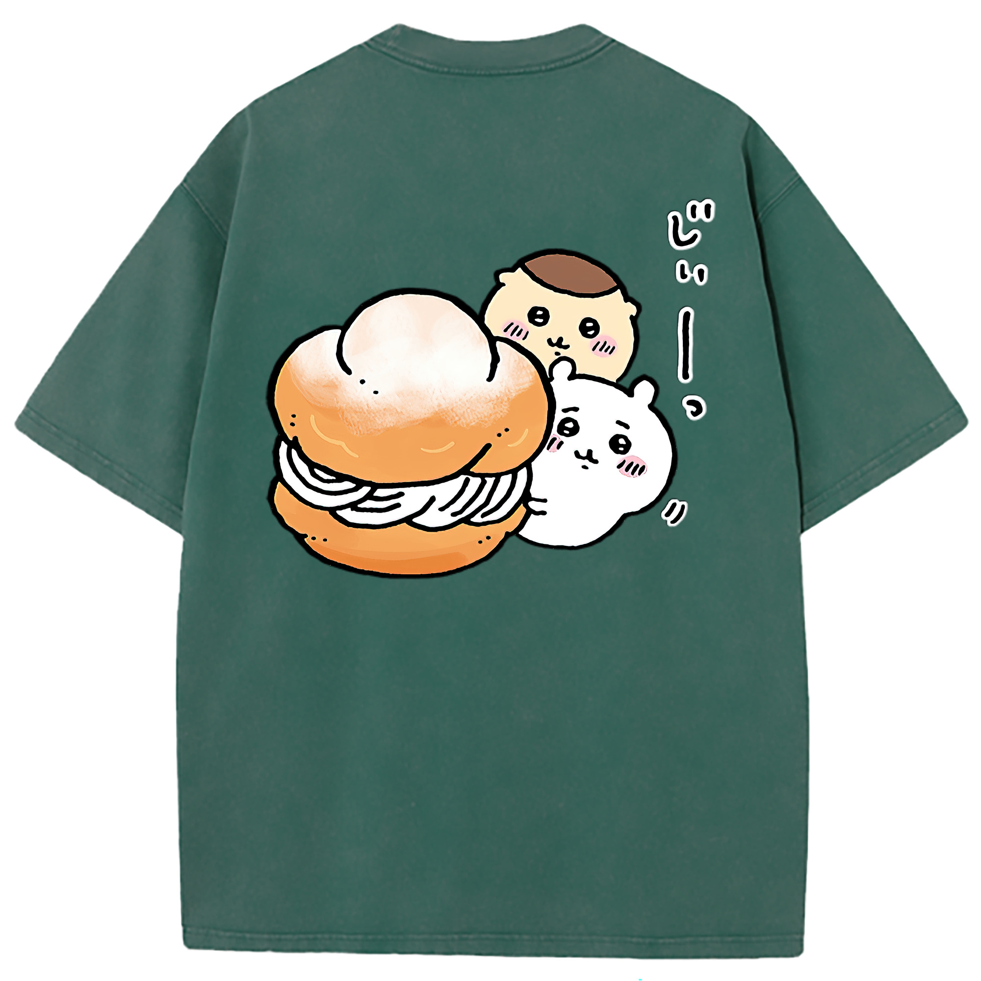 （画像用） ちいかわ くりまんじゅう Chii-kawa kuri manjū 綿100% ヴィンテージ風 半袖Tシャツ（背面プリント）